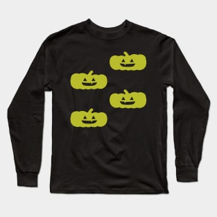 Squat Jack-O-Lantern Tile (Bright Green) Long Sleeve T-Shirt